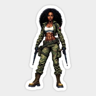 African American Military Woman Sticker